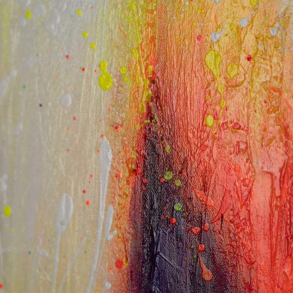 Abstrakte Gemälde Leinwand mit Rahmen Bild abstrakt bunt "Die Frau mit dem Glas"