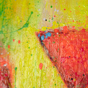 Abstrakte Gemälde Leinwand mit Rahmen Bild abstrakt bunt "Die Frau mit dem Glas"