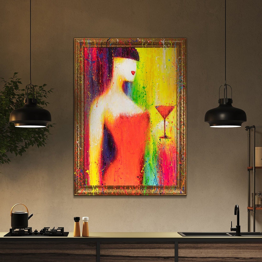 Bunte Bilder Wohnzimmer modern Frau farbenfroh YS-ART
