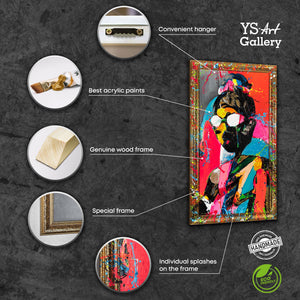 Moderne Wandbilder für Wohnzimmer - Gemälde mit Rahmen "Kontrastreiches Aussehen"