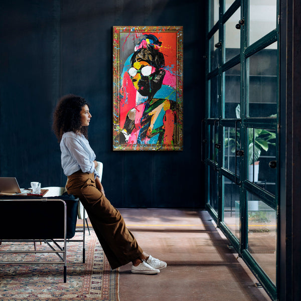 Moderne Wandbilder für Wohnzimmer - Gemälde mit Rahmen "Kontrastreiches Aussehen"