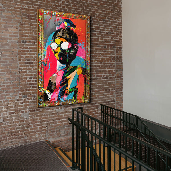 Moderne Wandbilder für Wohnzimmer - Gemälde mit Rahmen "Kontrastreiches Aussehen"