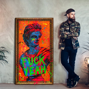Neon Pop Art Porträt als modernes Acrylbild auf Leinwand
