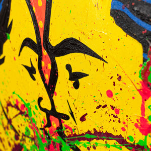 Buntes Farbdetail eines modernen Acrylbildes