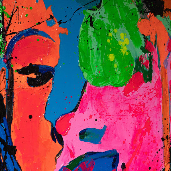 Abstrakte Kunst Portrait – Moderne Handgemaltes Gemälde „Emotion“