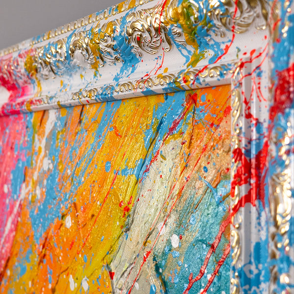 Abstrakte Kunst mit bunten Farbstrukturen