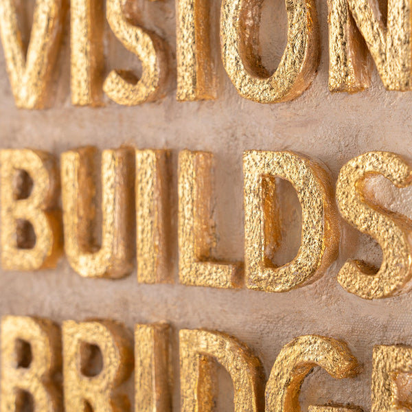 Vision Builds Bridges – handgemaltes 3D Wandbild fürs Büro mit echtem Relief, 140 × 70 cm