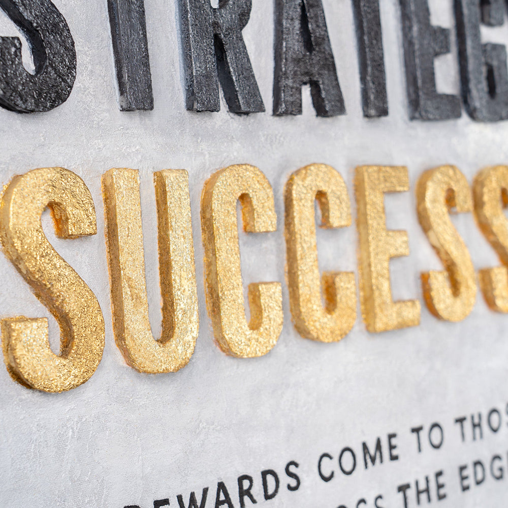 Motivationsbild Büro Seiltänzer – Modernes Panorama Leinwandbild Courage Strategy Success im Konferenzraum