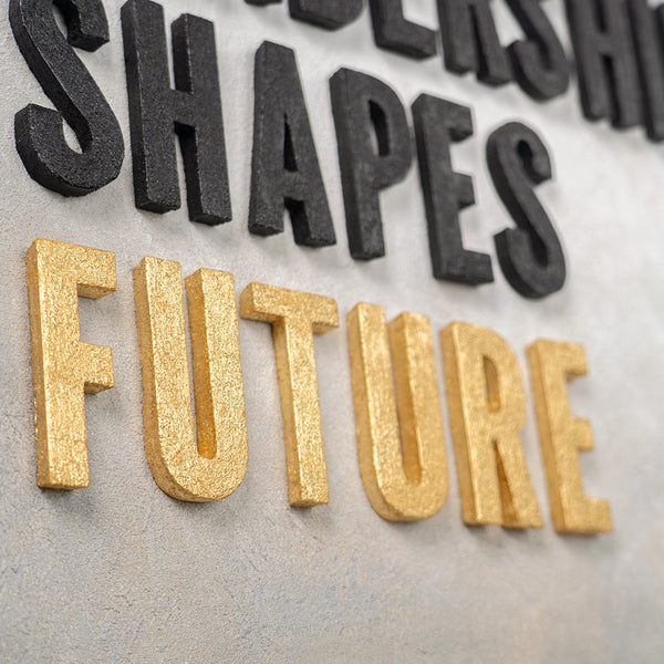 Leadership Shapes Future – handgemaltes Wandbild fürs Büro mit 3D-Relief, 80 × 120 cm