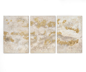 „Glänzendes Gold“ – abstraktes Triptychon mit goldenen Akzenten
