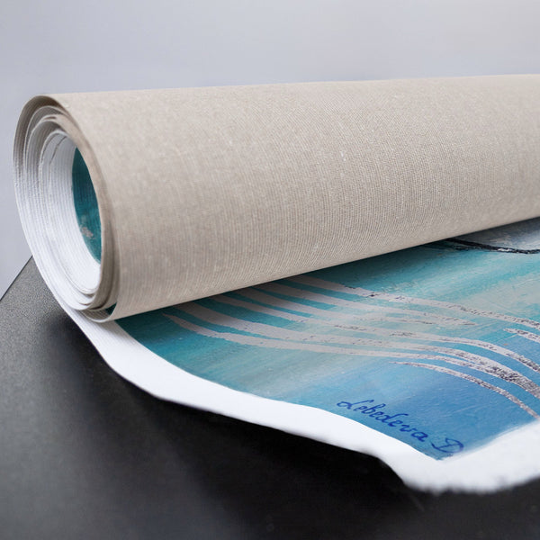 Handgemaltes Acryl-Leinwandbild mit blauen Fischen