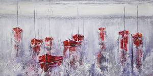 Handgemalte Leinwand „Stiller Hafen“ – Acrylbild mit Hafenmotiv