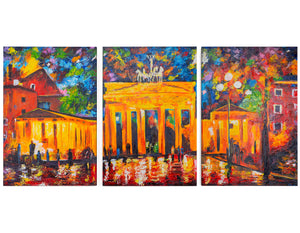 „Brandenburger Tor“ – handgemaltes Berlin Triptychon in leuchtenden Farben