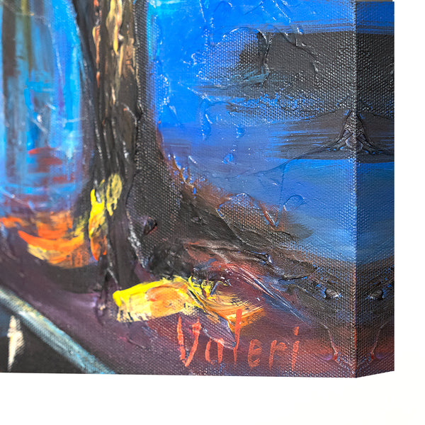 Abstrakte landschaftsmalerei handgemalt "Abends in Paris"