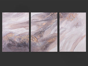 „Relax“ – abstraktes Triptychon in sanften Beige- und Grautönen