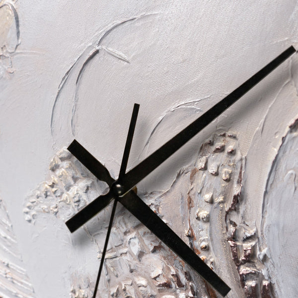 Ausgefallene Wanduhr lautlos – Handgemachte Mischtextur Silber & Rosé-Gold, quadratisch