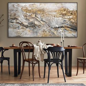 Abstrakte Wandkunst Gold Grau Leinwandbild modernes Interieur