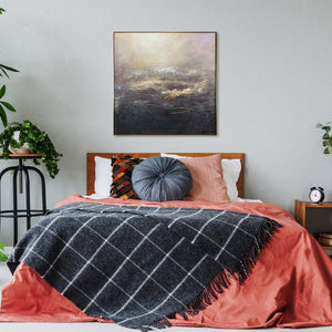 Abstraktes Acrylbild Gold Violett auf Staffelei Wandkunst