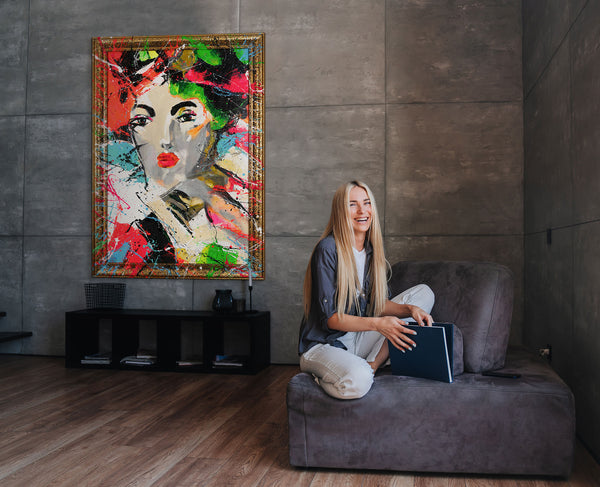 Acryl Strukturmalerei Gesicht Relief bunt Farbe modern