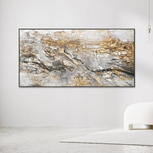 Acrylbild Gold Grau Strukturmalerei handgemalt im Wohnzimmer