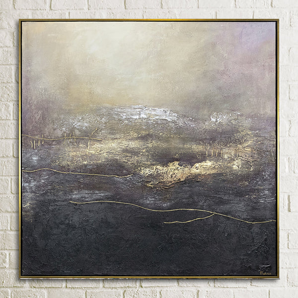 Acrylmalerei Gold Violett Struktur Design Schlafzimmer