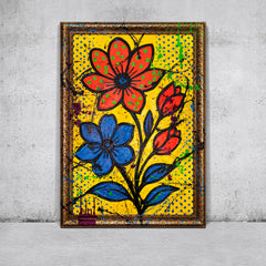 Buntes Leinwandbild Mit Blumenmotiv