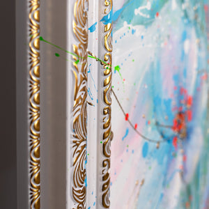 Goldrahmen mit Struktur handgemalte Wandkunst Nahansicht