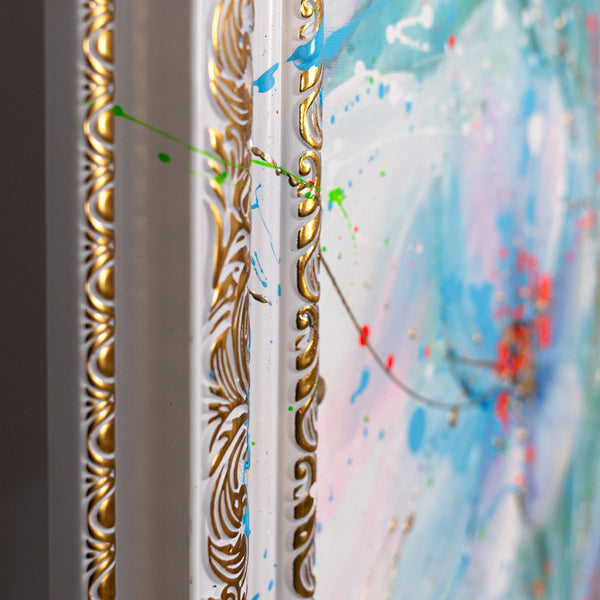 Goldrahmen mit Struktur handgemalte Wandkunst Nahansicht