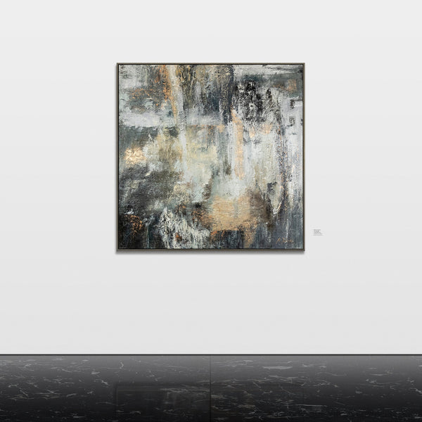 Handgemalte Strukturkunst Grau Gold Acrylbild auf Leinwand