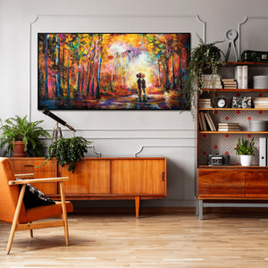 Acrylmalerei Regen Park bunt romantische Szene moderne Kunst