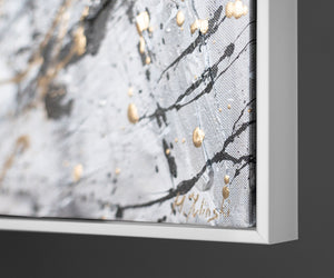 Handgemaltes Acrylbild Schwarz Gold moderne Wandkunst Raum