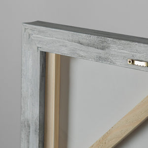 Künstler beim Aufhängen Gold Grau Acrylbild moderne Kunst