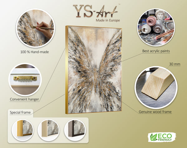 Leinwandbild Engelflügel Gold Grau Acryl Kunst im Raum