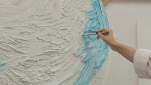 Strukturiertes Leinwandbild im Rahmen ruhige Kunst „Zuckerschleier“