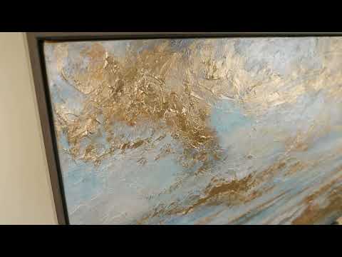 Handgemaltes Acryl-Leinwandbild mit goldener Struktur - „Goldene Bucht“