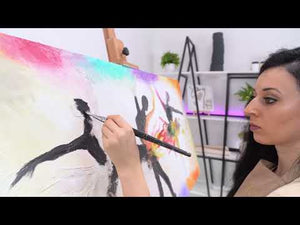 Moderne Kunst auf Leinwand – Abstrakte Acrylmalerei von Tänzern