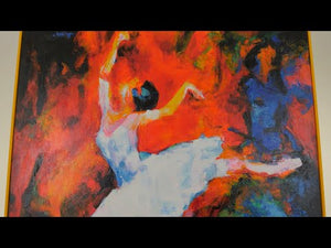 Abstrakte Acrylmalerei auf Leinwand mit Rahmen – Elegante Ballerina