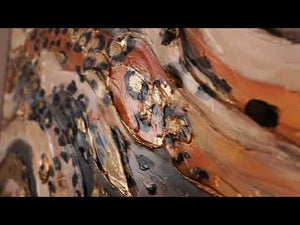 Abstrakte Acrylbild in Schwarz-Gold - Gemälde mit Rahmen für Wohnzimmer "Wilde Energie"