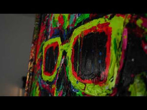 Moderne Kunst Bilder mit Rahmen "Neon-Spritzer" Handgemalte bilder auf leinwand