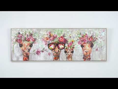 Acryl abstrakte kunst handgemalte "Giraffen" 150x50cm