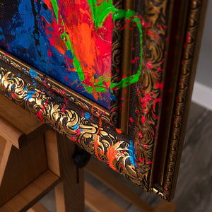 Rahmenkante mit Farbe Acryl Leinwandbild Nahaufnahme Detail