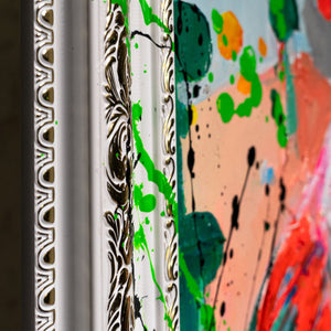 Rahmenkante mit Farbe handgemalte Wandkunst Nahansicht