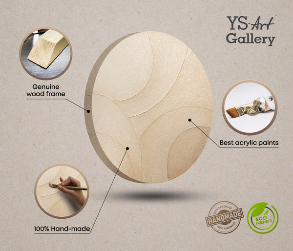 Runde moderne Wandkunst beige Strukturdesign