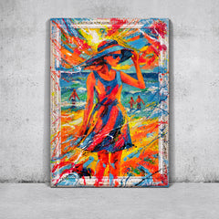 Sommer Acrylmalerei Mit Frau Motiv