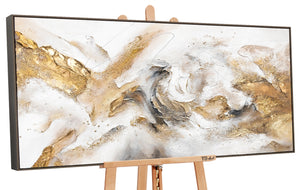 Strukturierte Acrylmalerei Gold Beige Abstrakte Komposition