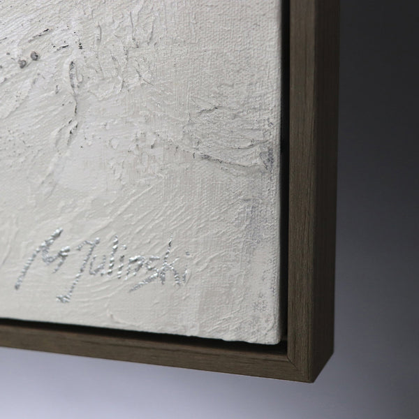 Strukturierte Acrylmalerei Grau Weiss Relief Nahaufnahme