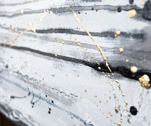 Strukturierte Linien Grau Gold abstrakte Acrylmalerei