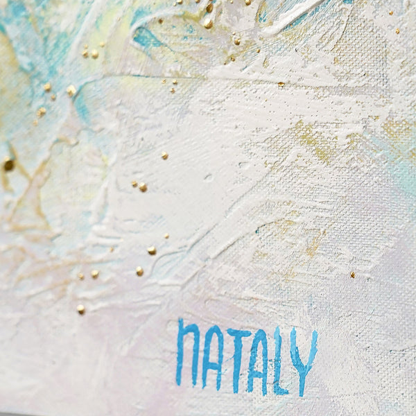 Signatur des Künstlers auf der Leinwandkante