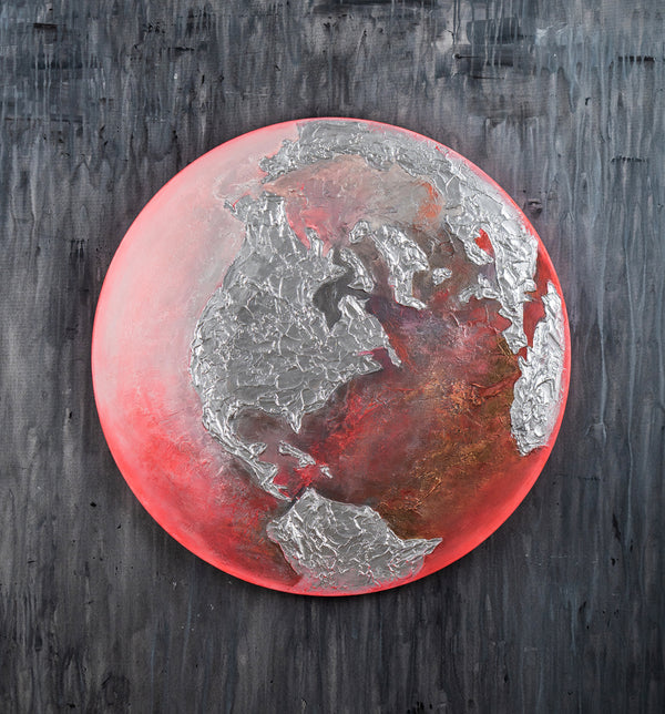 Strukturmalerei Erde Rundformat Acryl Glow Effekt